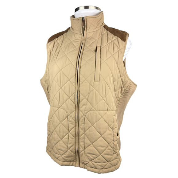 Lauren Ralph Lauren Quilted Vest Tan Zip Ribbed Sides Puffer Womens Plus Size 2X - Picture 14 of 16